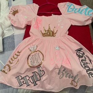 Queen of Sparkles Bride Puff Sleeve Dress